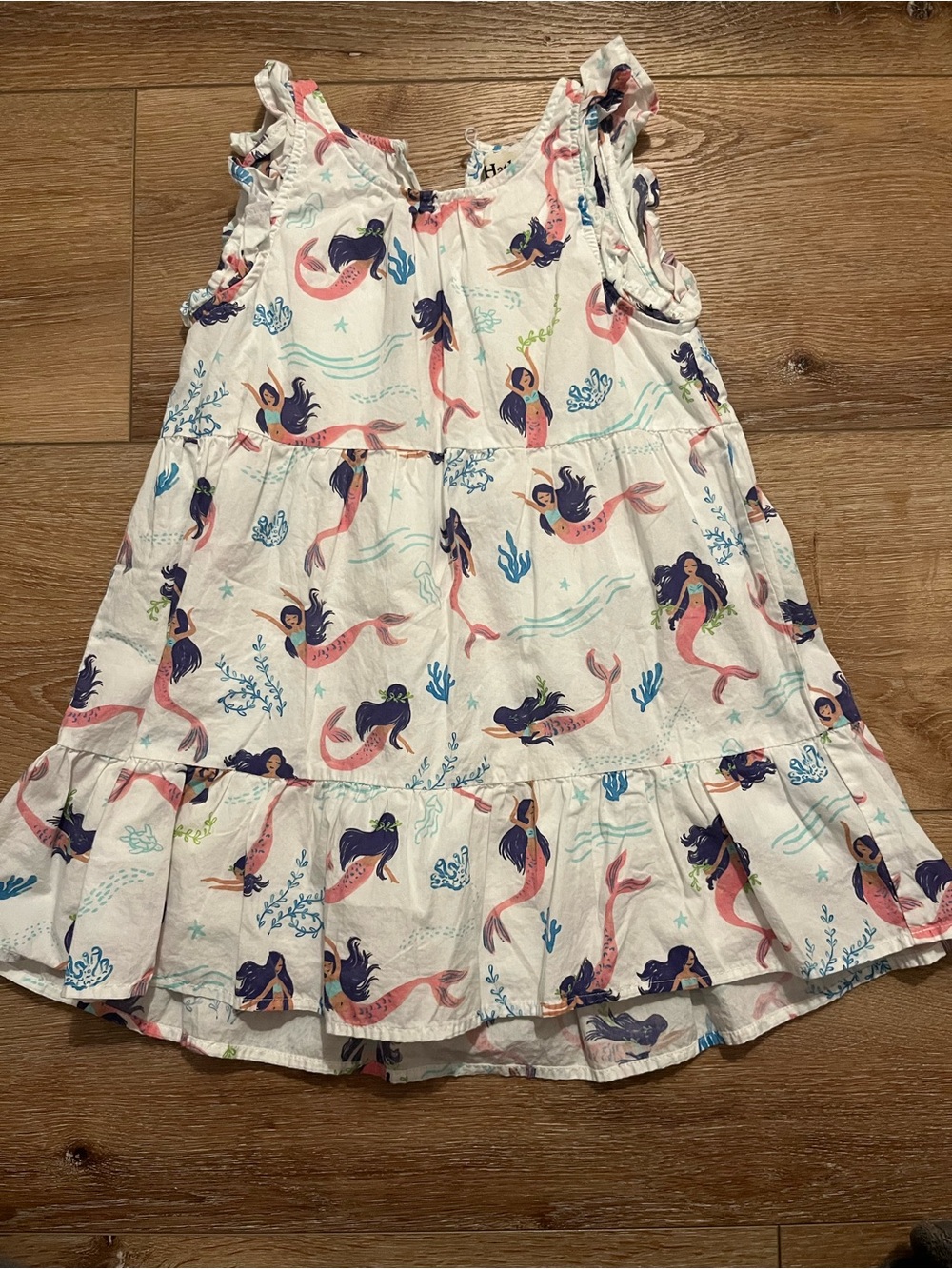 Hatley White Dress with Pink & Navy Mermaid Print